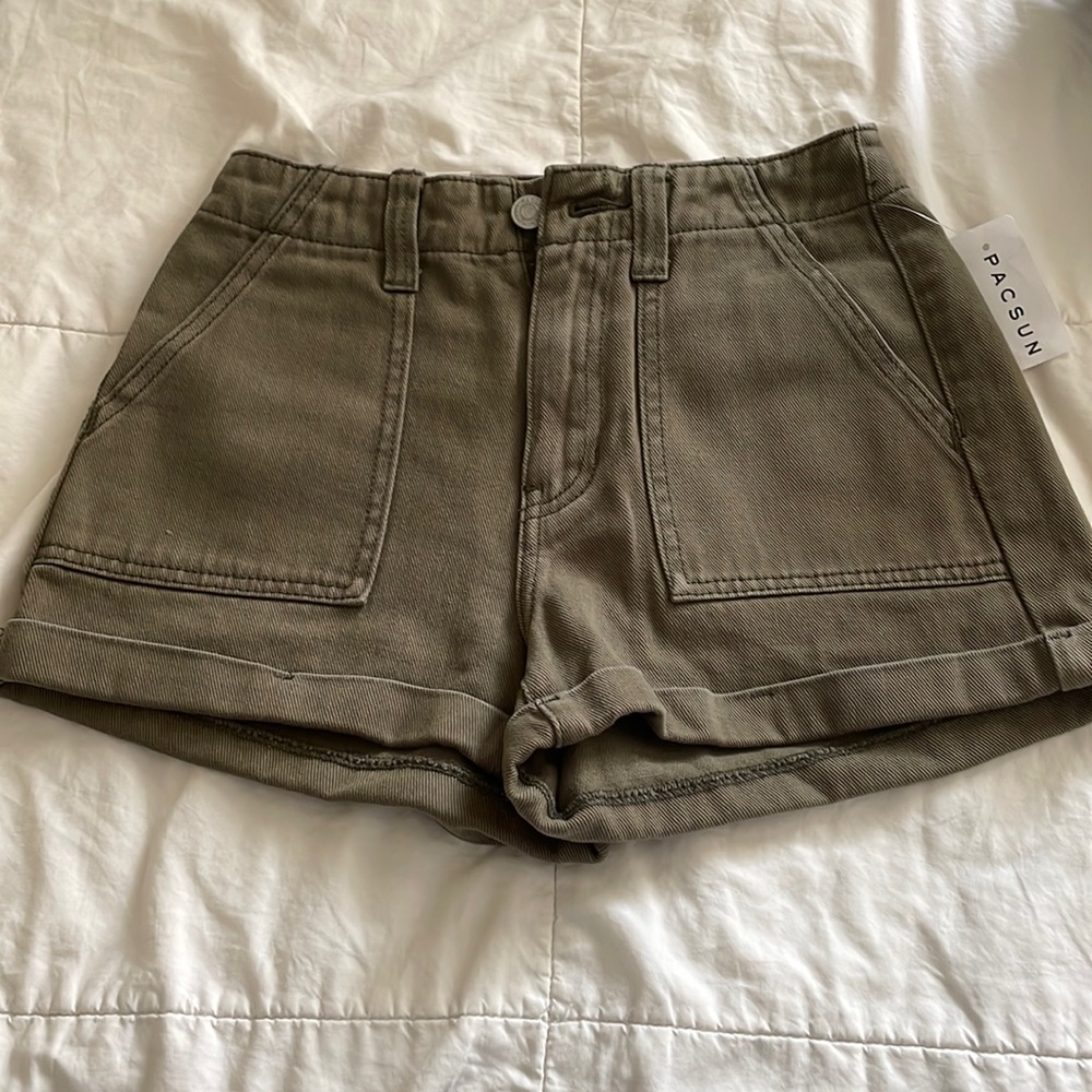 Pacsun “general green” denim mom shorts